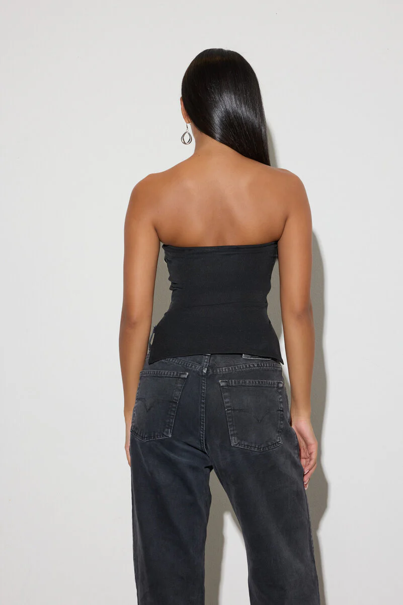 Rhinestone-Studded Split-Hem Tube Top - Image 3