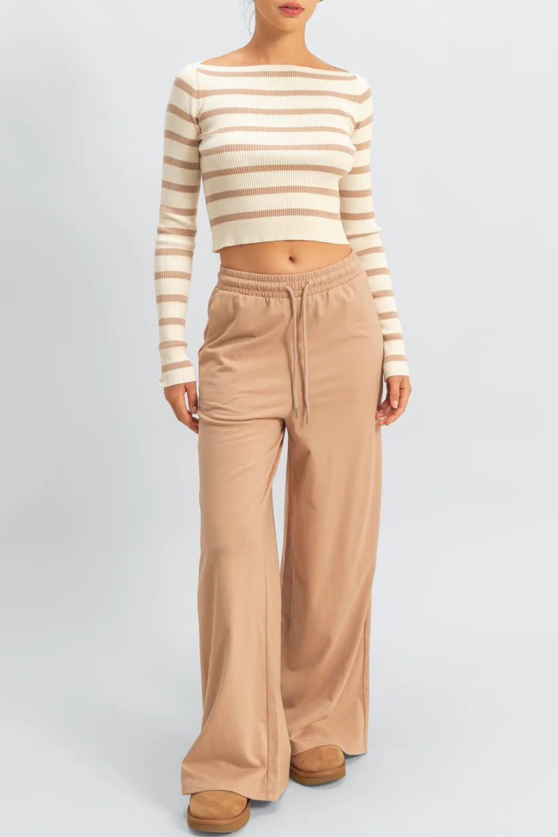 Striped Boatneck Cropped Sweater - Image 6