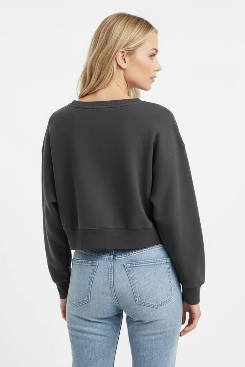 Off-The-Shoulder Cropped Fleece Pullover - Image 8