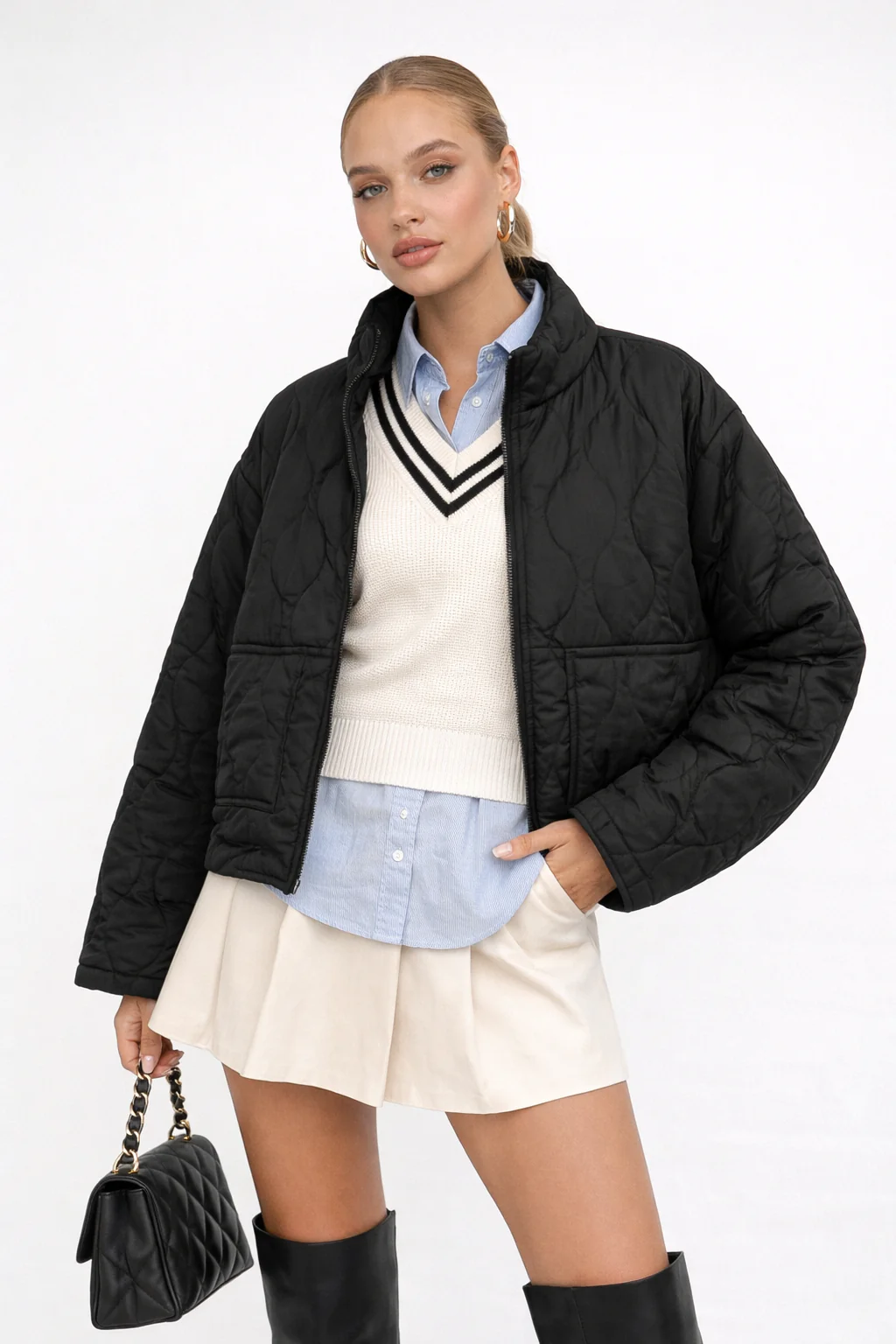 Quilted Drawstring-Hem Jacket - Image 15