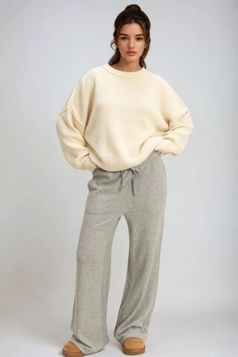 Waffle Knit Wide-Leg Pants - Image 4