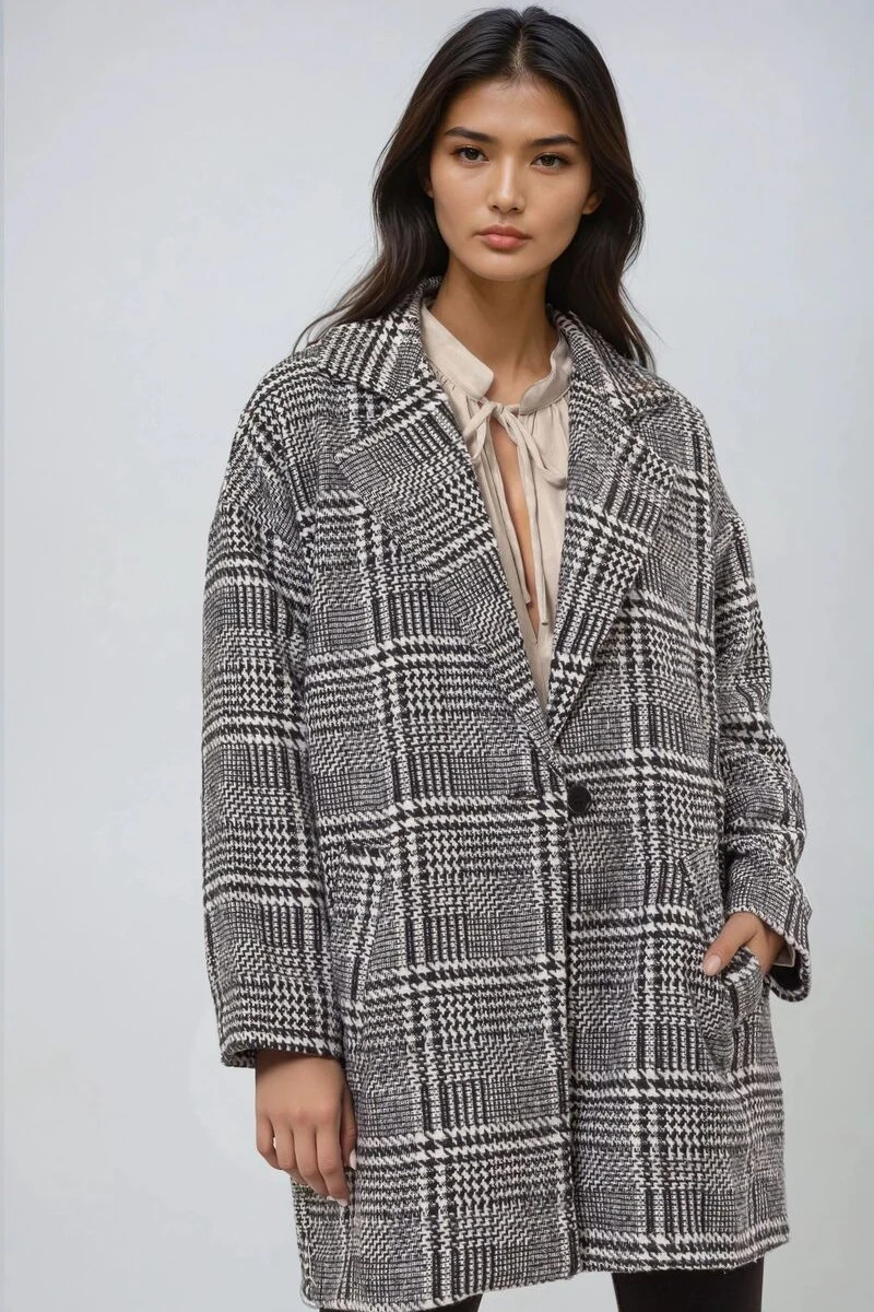 Glen Plaid Oversized Coat - Image 2