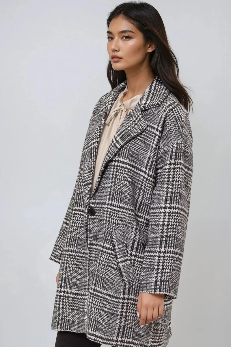 Glen Plaid Oversized Coat - Image 3