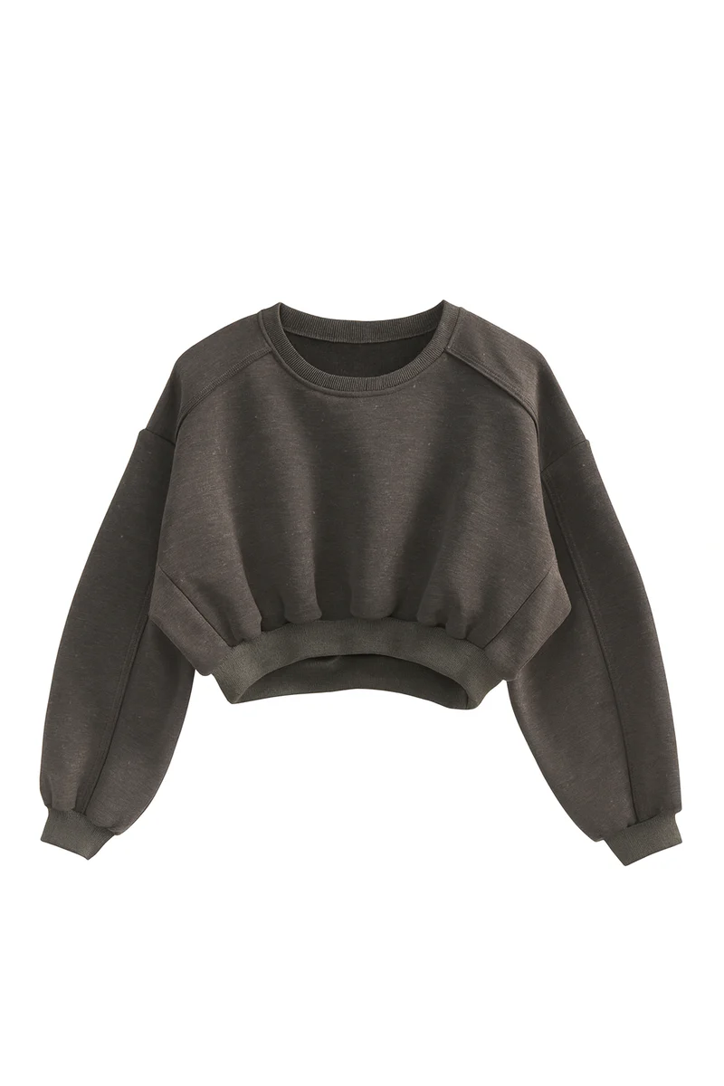 Exposed-Seam Cropped Pullover - Image 2