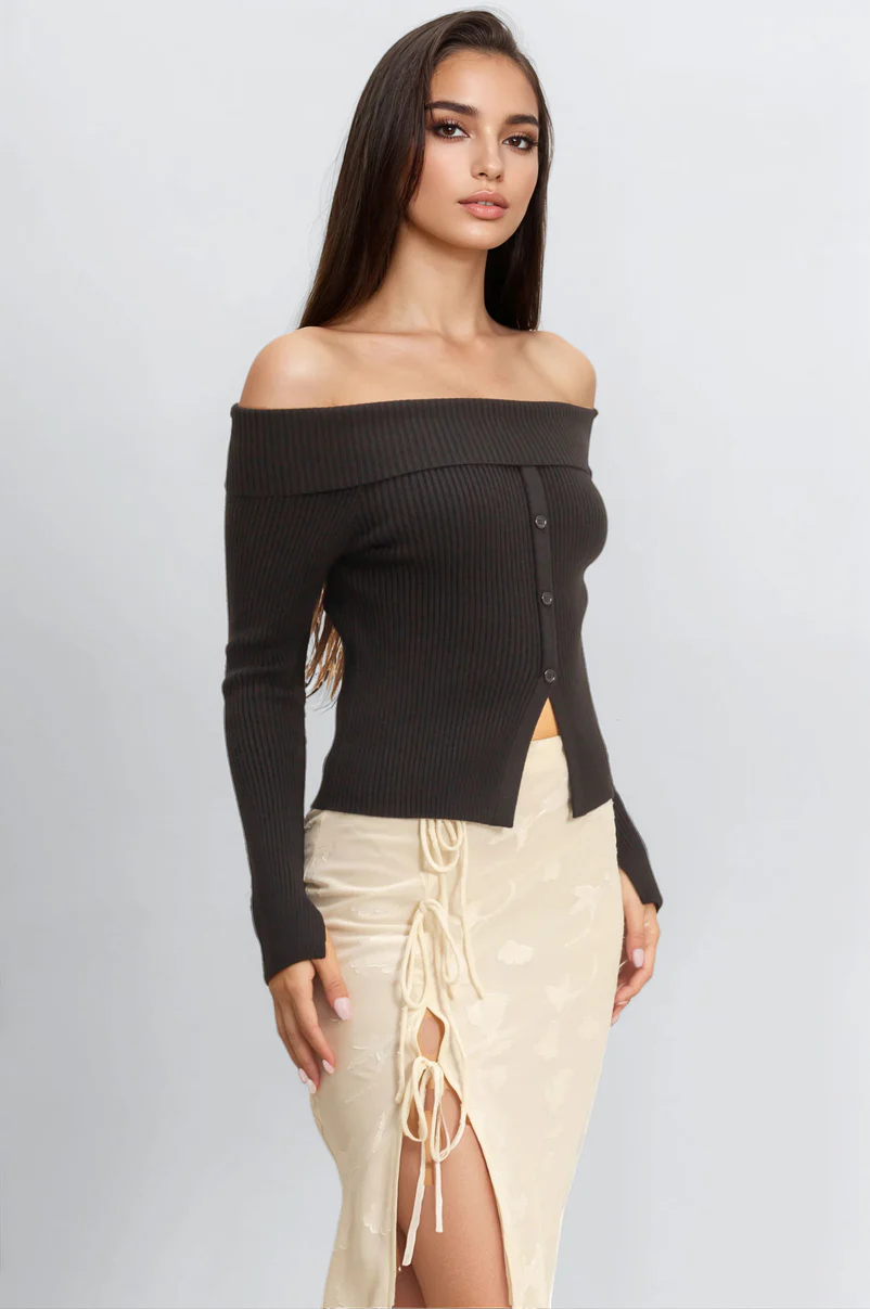 Ribbed Off-The-Shoulder Sweater-Knit Top - Image 4