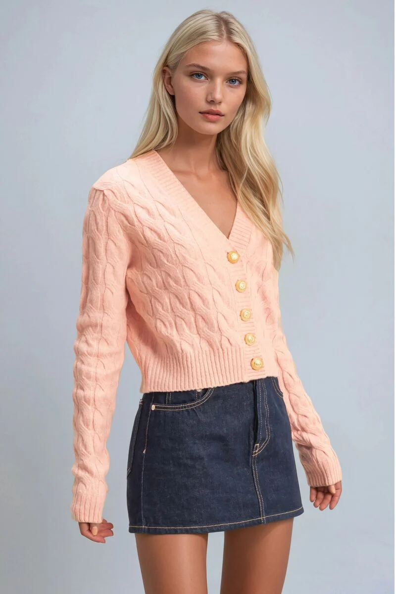 Cable Knit Cardigan Sweater - Image 3