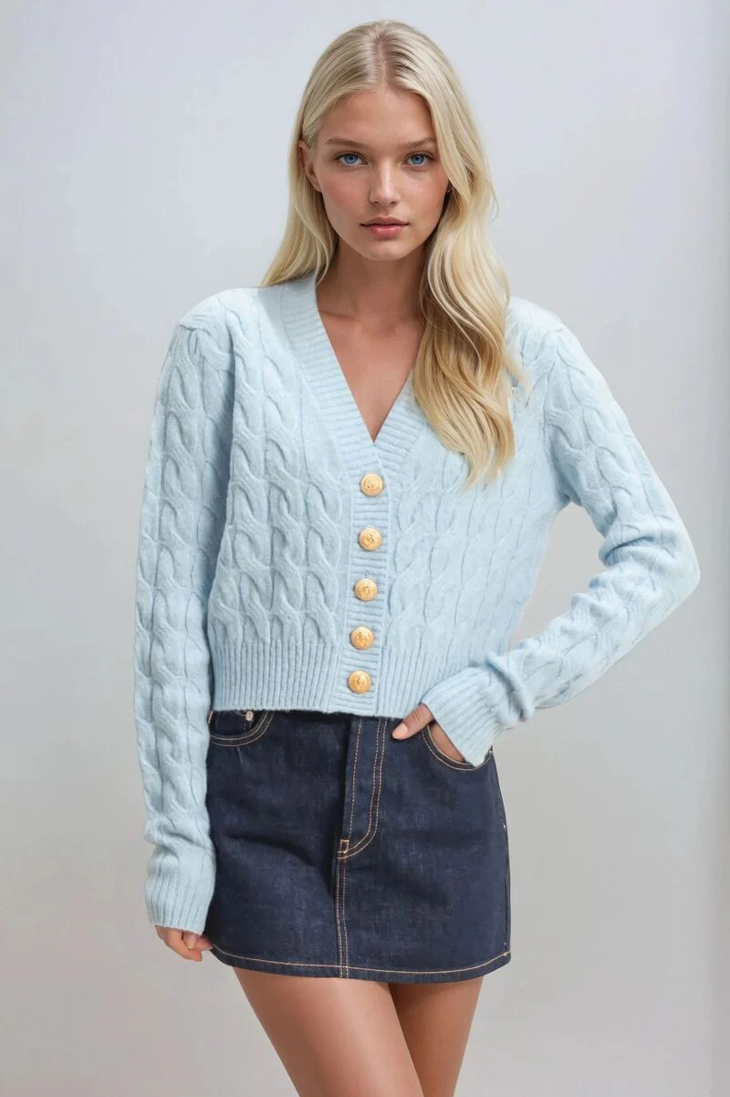 Cable Knit Cardigan Sweater - Image 7
