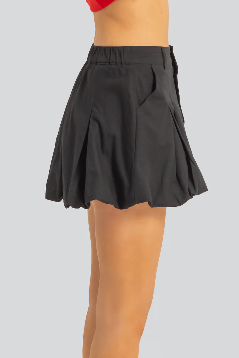 Twill Pleated Balloon Mini Skirt - Image 4