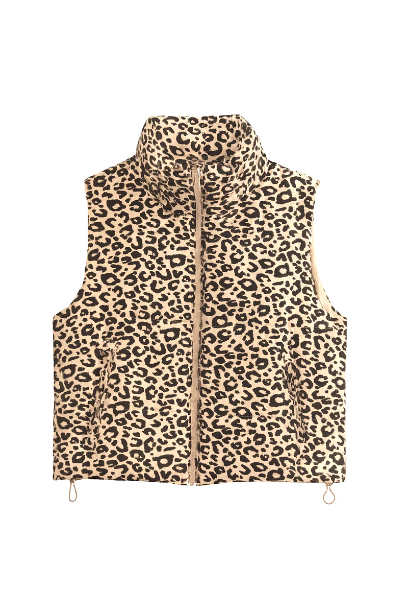 Leopard Print Zip-Front Vest - Image 4