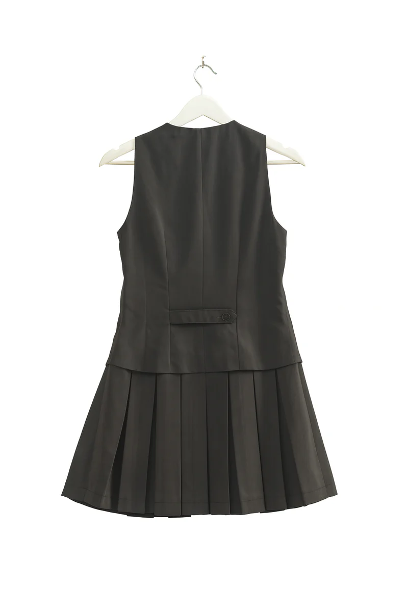 Vested Pleat-Skirt Mini Dress - Image 7