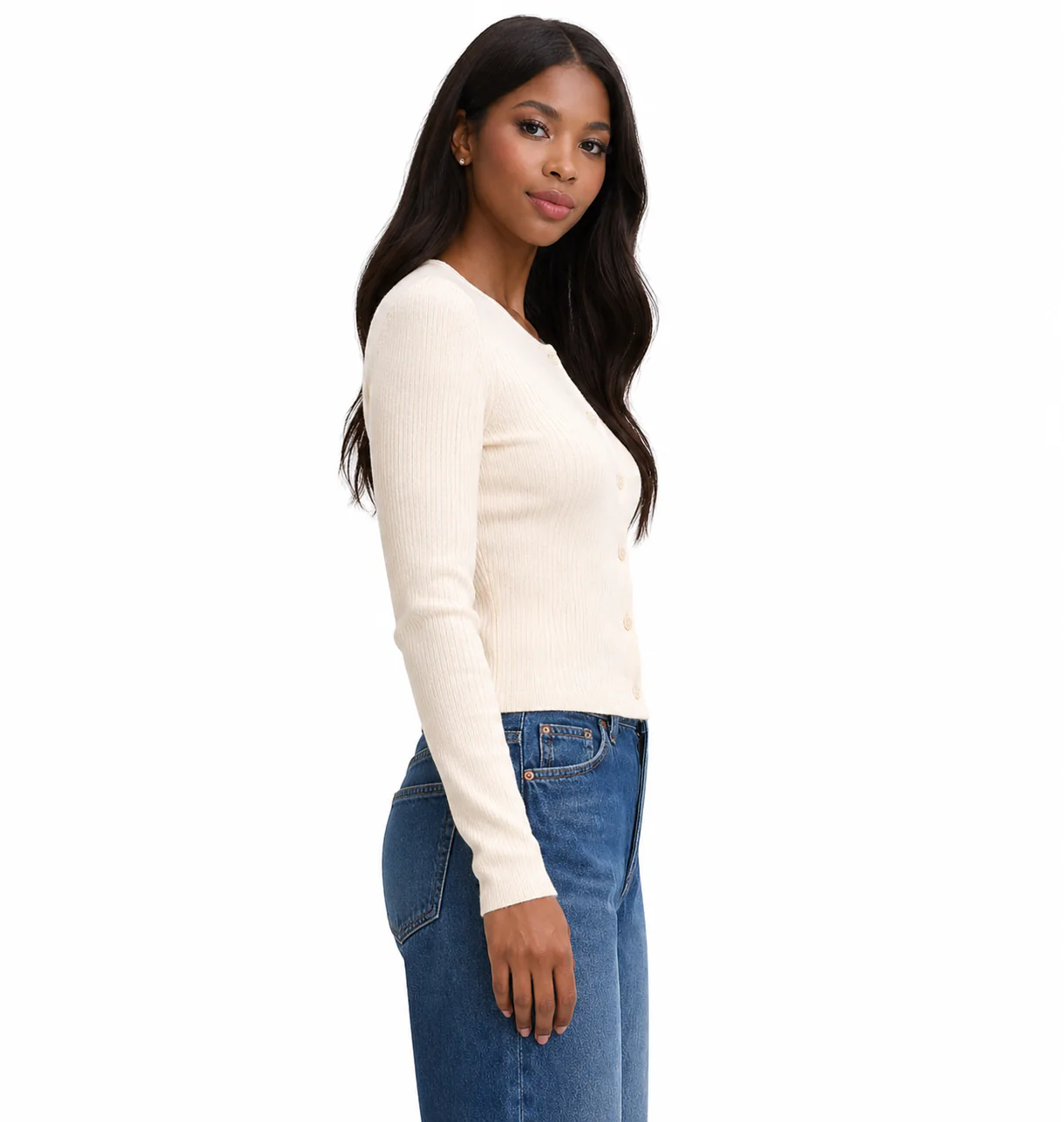 Ribbed Button-Front Cardigan Top - Image 16
