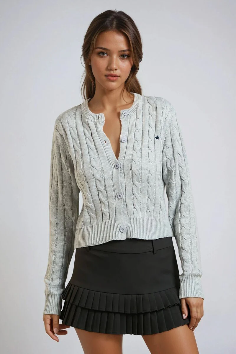 Cable Button-Up Cardigan Sweater - Image 3
