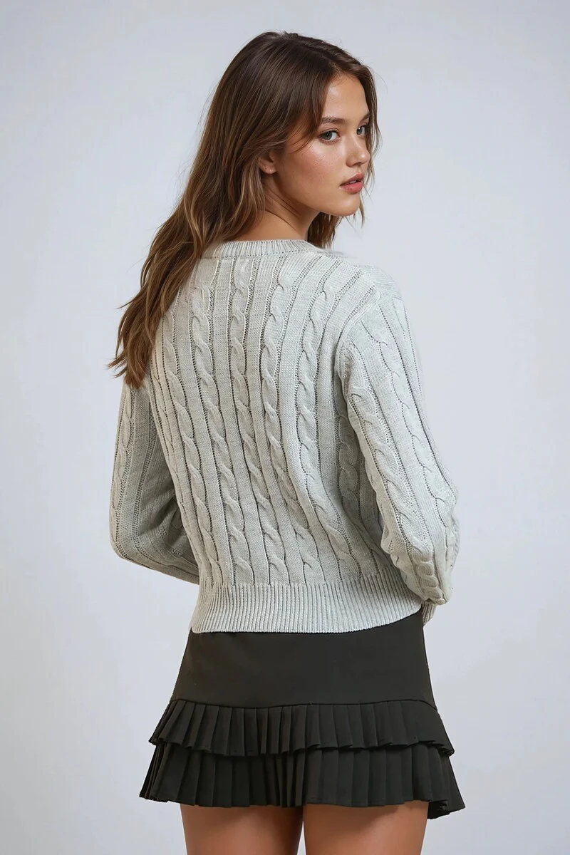 Cable Button-Up Cardigan Sweater - Image 4