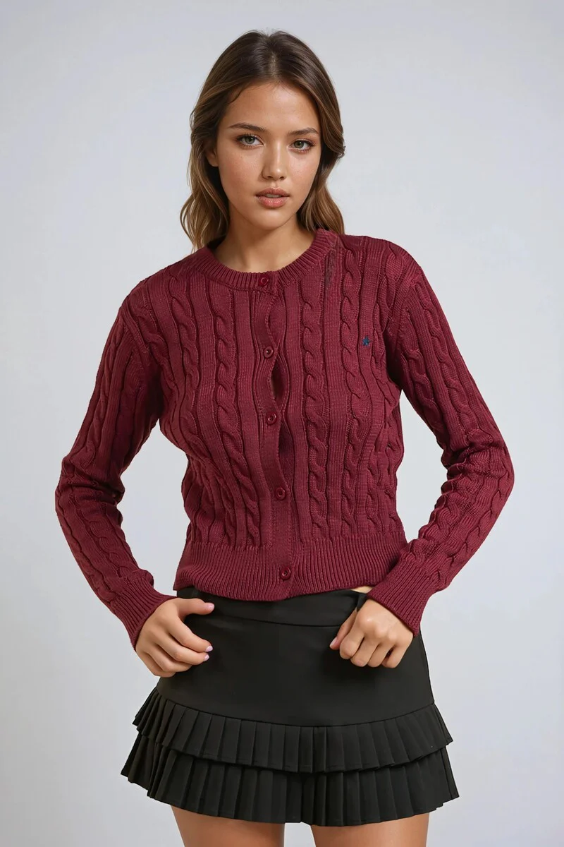 Cable Button-Up Cardigan Sweater - Image 5