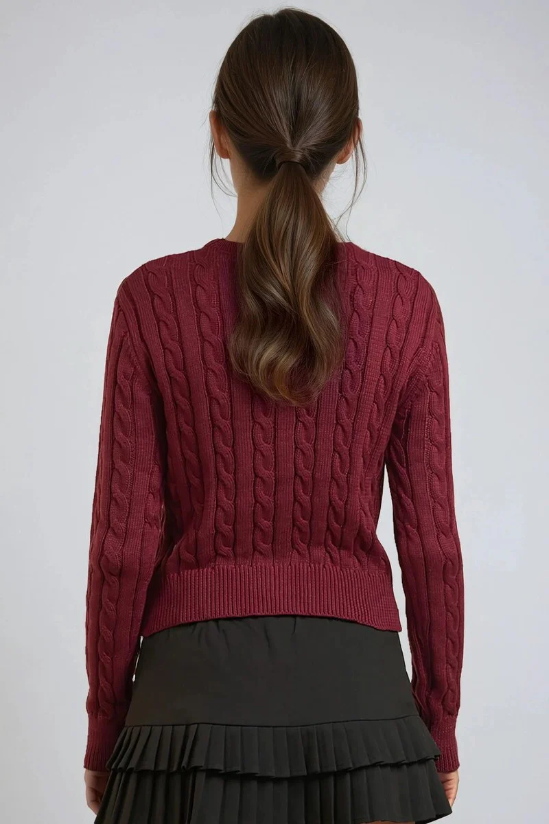 Cable Button-Up Cardigan Sweater - Image 6