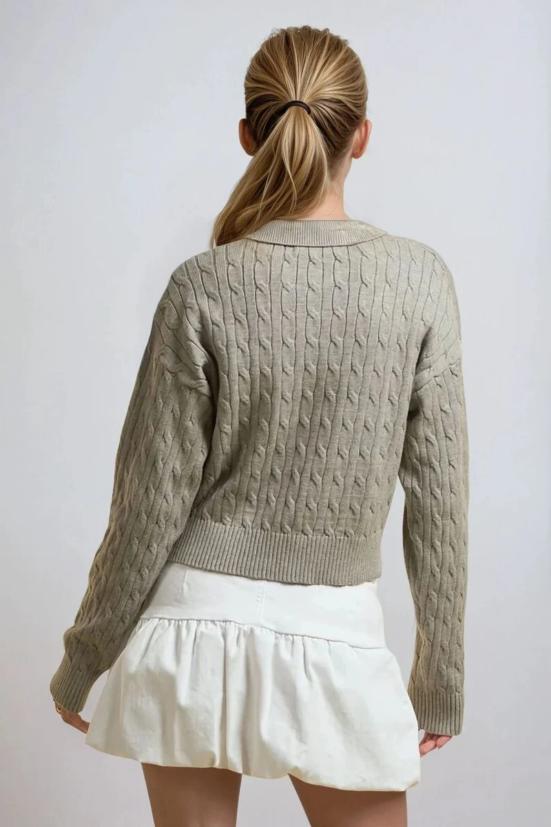 Cable Knit Collared Sweater - Image 6
