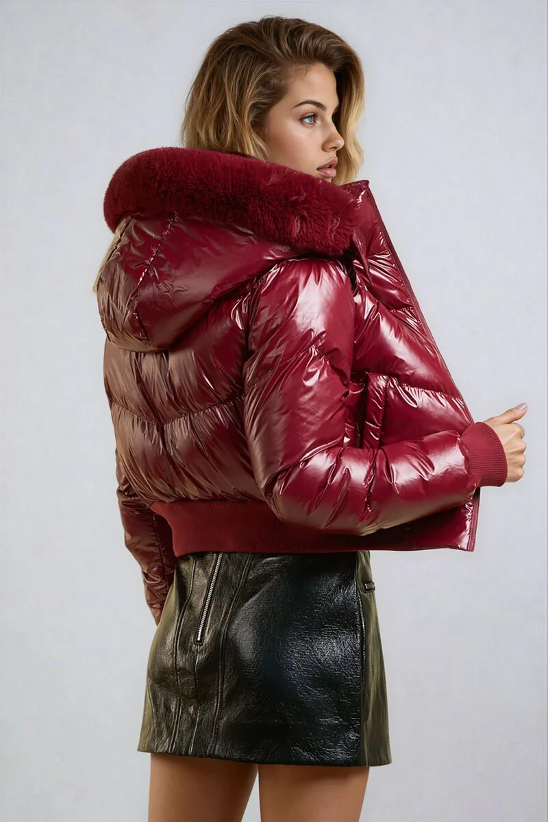 Shiny Hooded Puffer Jacket - Image 4
