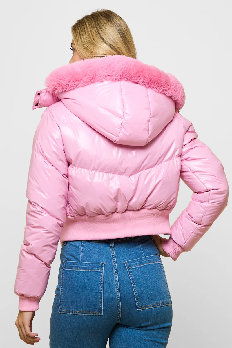 Shiny Hooded Puffer Jacket - Image 6