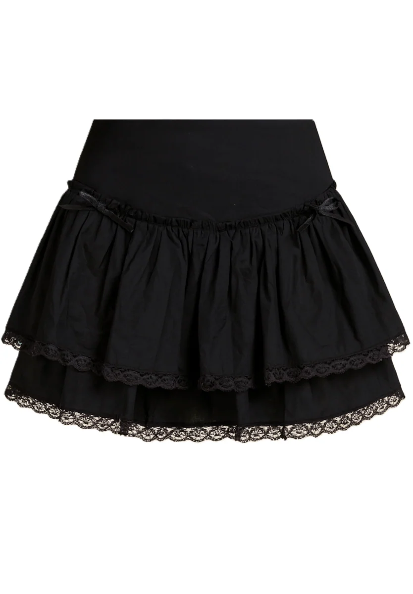Tiered Twill Lace-Trim Mini Skirt - Image 2