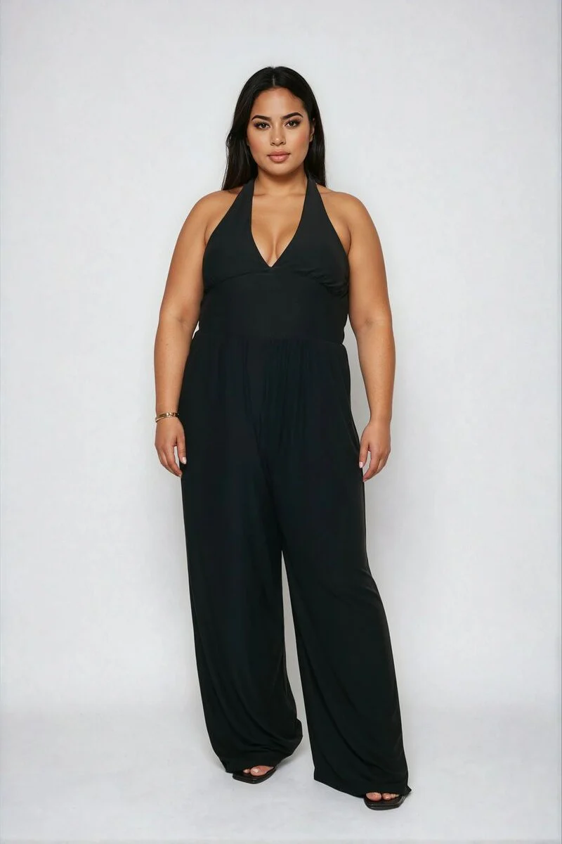 Plus Size Halter Wide-Leg Jumpsuit - Image 3