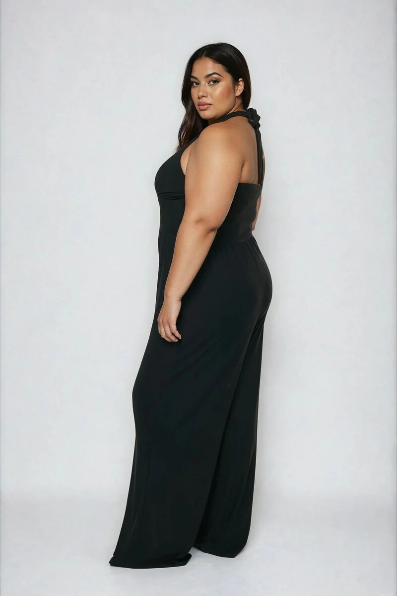 Plus Size Halter Wide-Leg Jumpsuit - Image 4