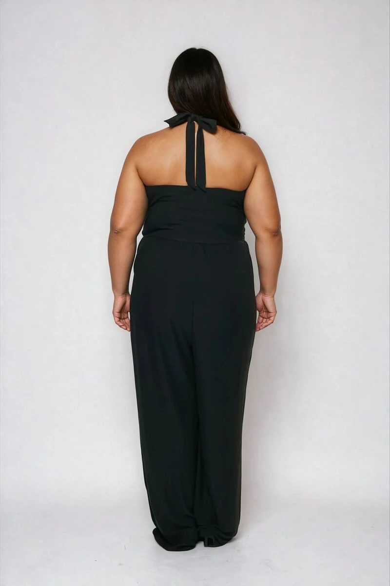 Plus Size Halter Wide-Leg Jumpsuit - Image 5