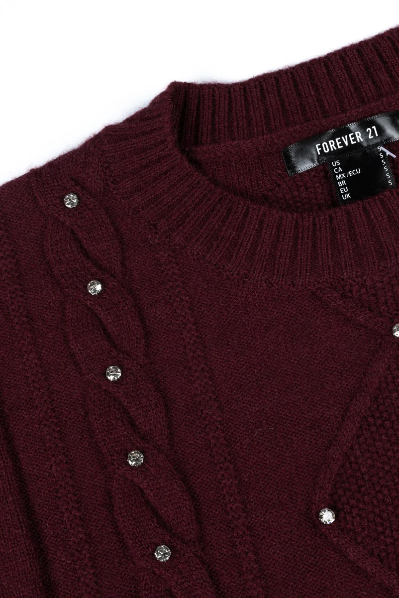 Embellished Cable-Knit Cropped Sweater - Image 3