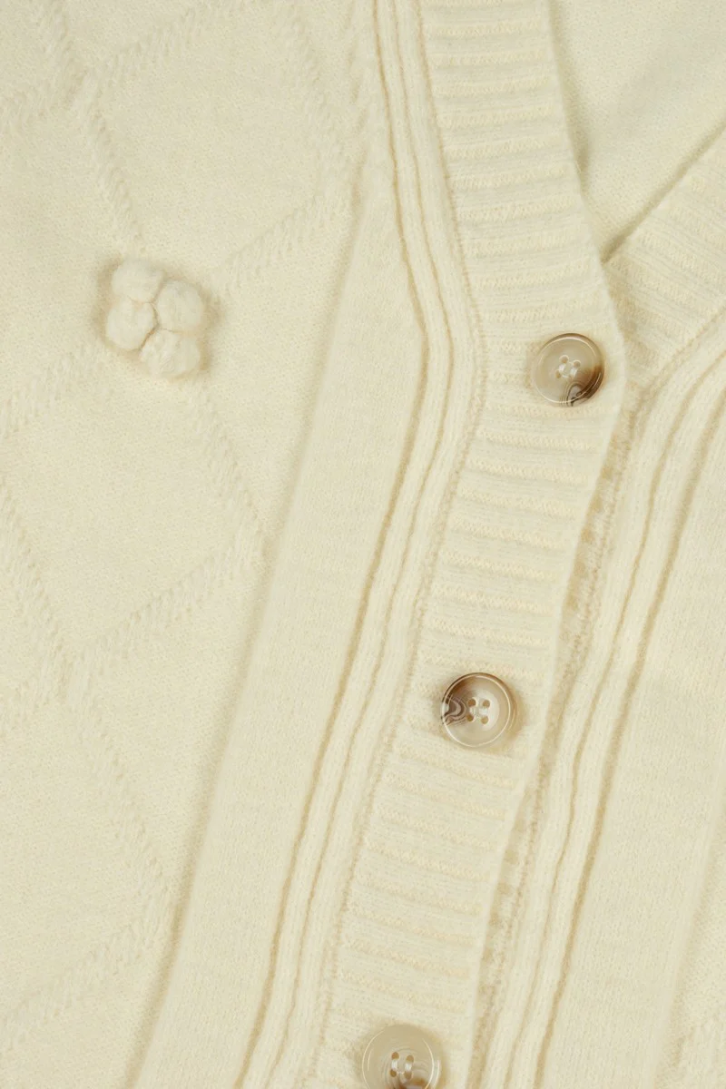 Bow Applique Cropped Cardigan Sweater - Image 6