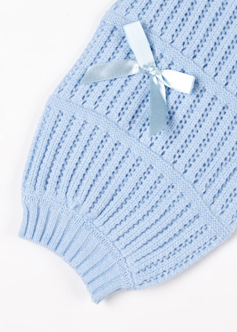 Ribbon Bow Cropped Cardigan Sweater - Image 4