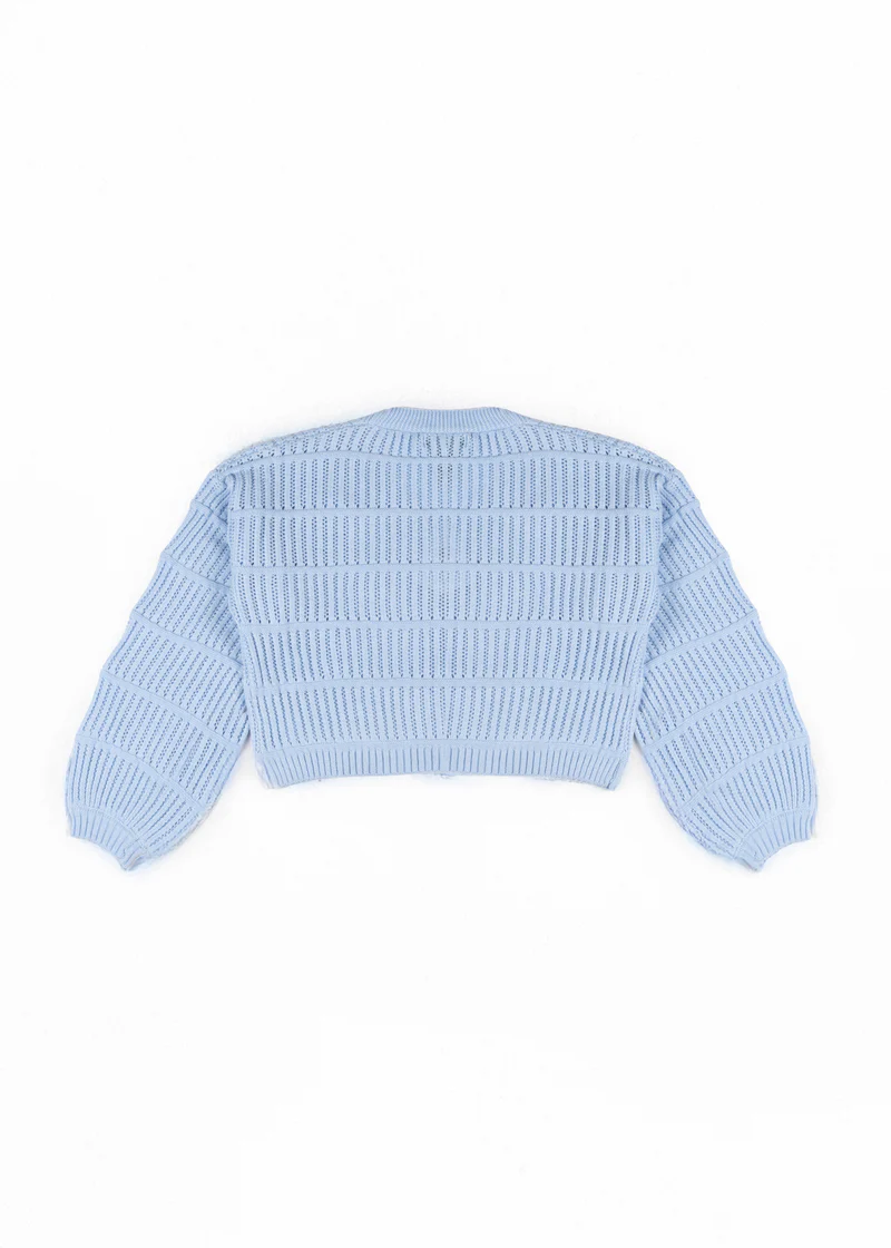 Ribbon Bow Cropped Cardigan Sweater - Image 5