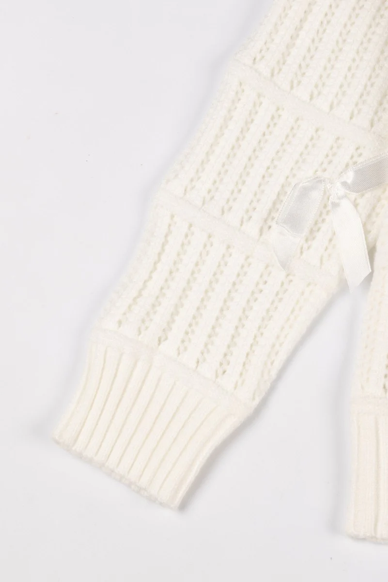Ribbon Bow Cropped Sweater - Image 3