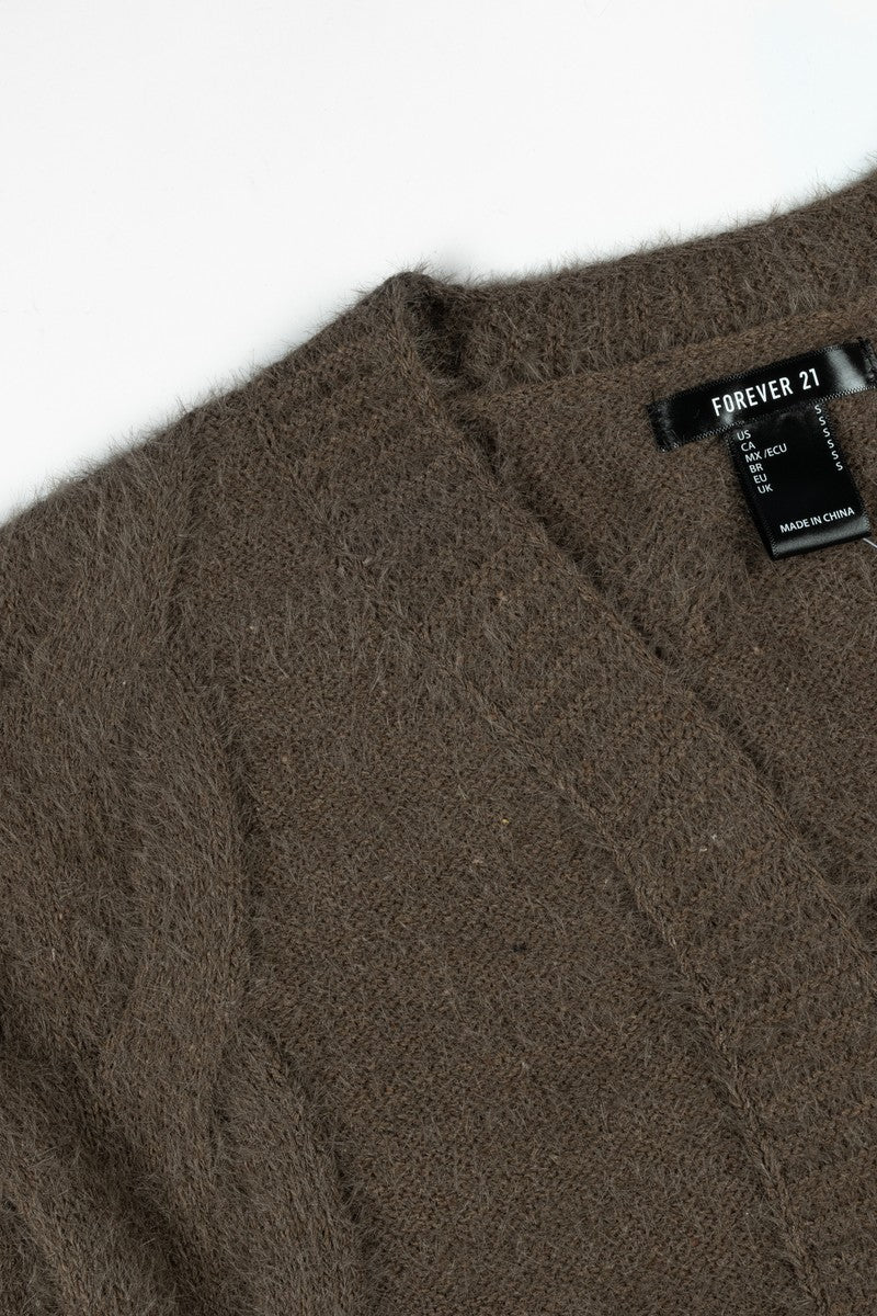 Fuzzy Open-Front Cardigan Sweater - Image 10