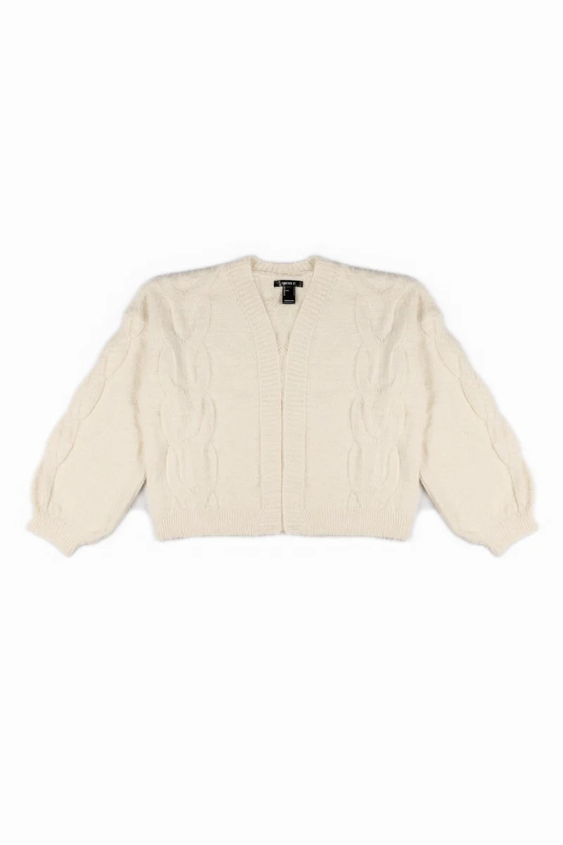 Fuzzy Open-Front Cardigan Sweater - Image 2