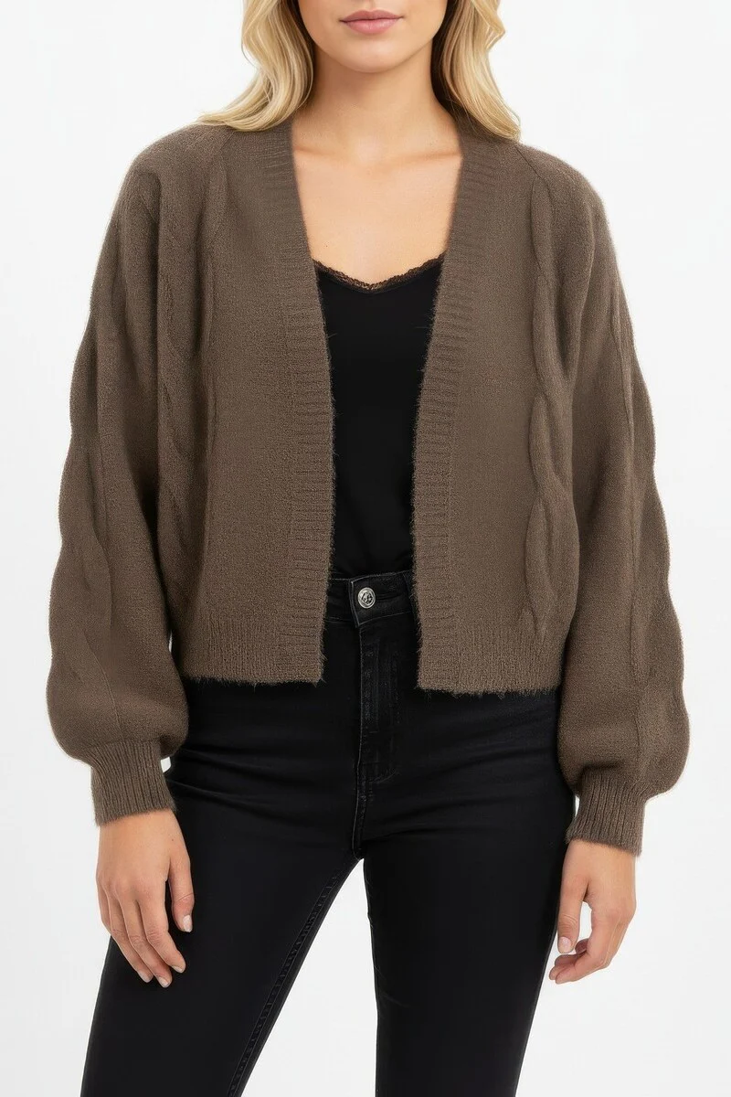Fuzzy Open-Front Cardigan Sweater - Image 6