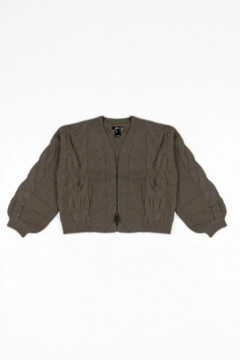 Fuzzy Open-Front Cardigan Sweater - Image 7