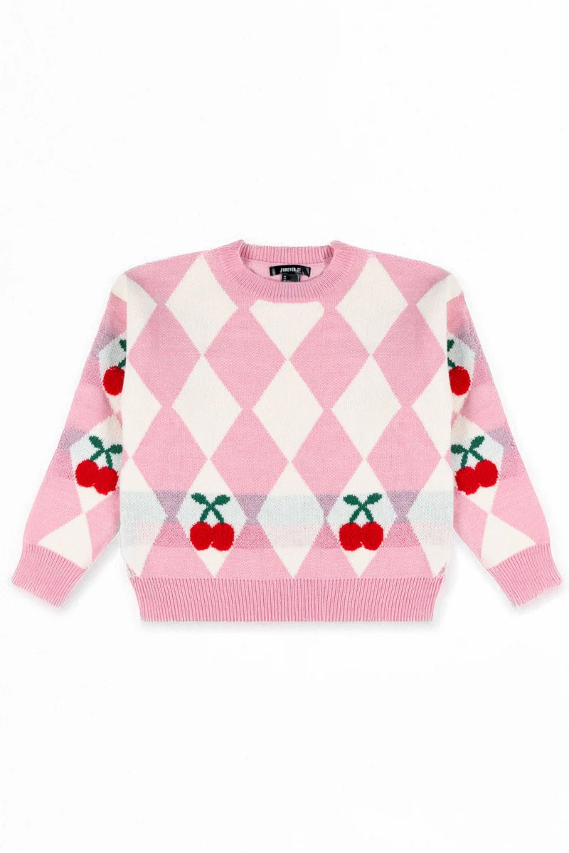 Argyle Cherry Knit Sweater - Image 3