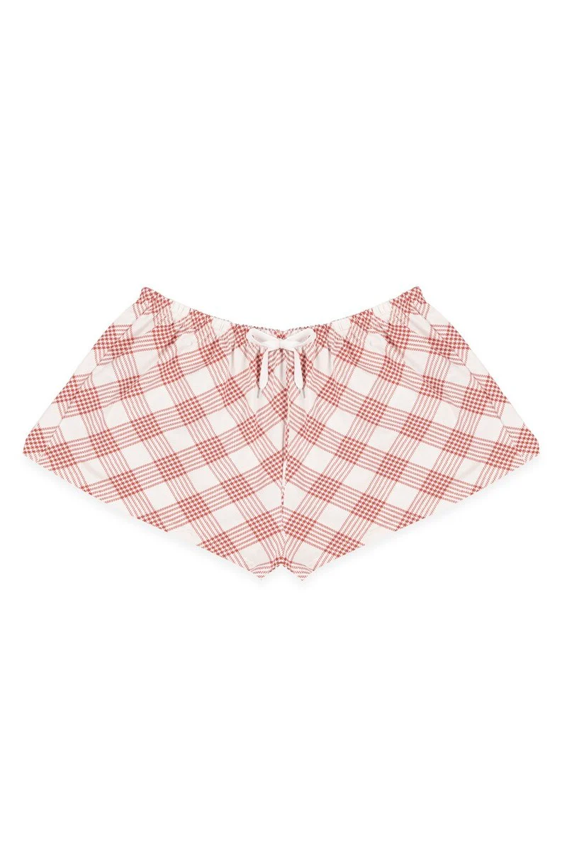 Cat Graphic Tee & Plaid Shorts Pajama Set - Image 5