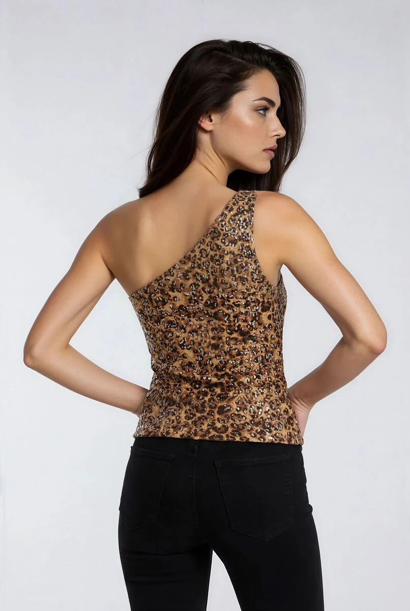 Sequin One-Shoulder Top - Image 4