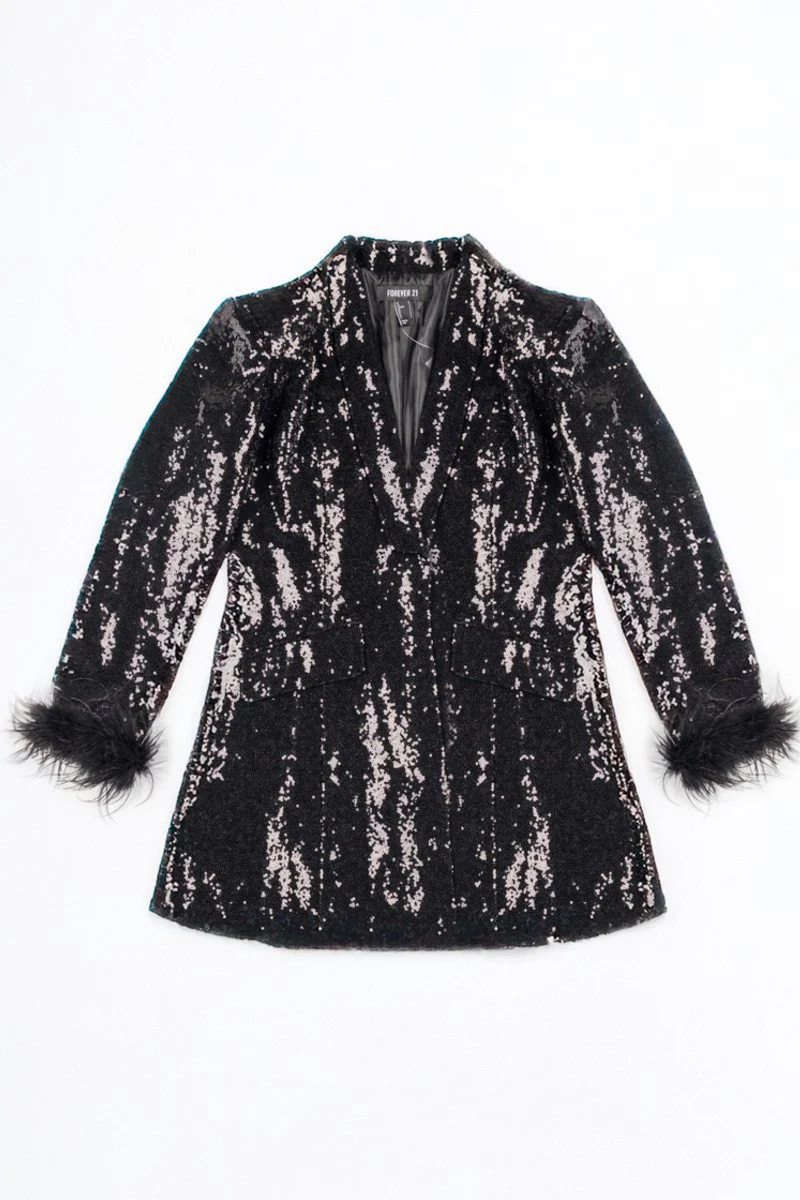 Sequin Feather-Trim Blazer - Image 3