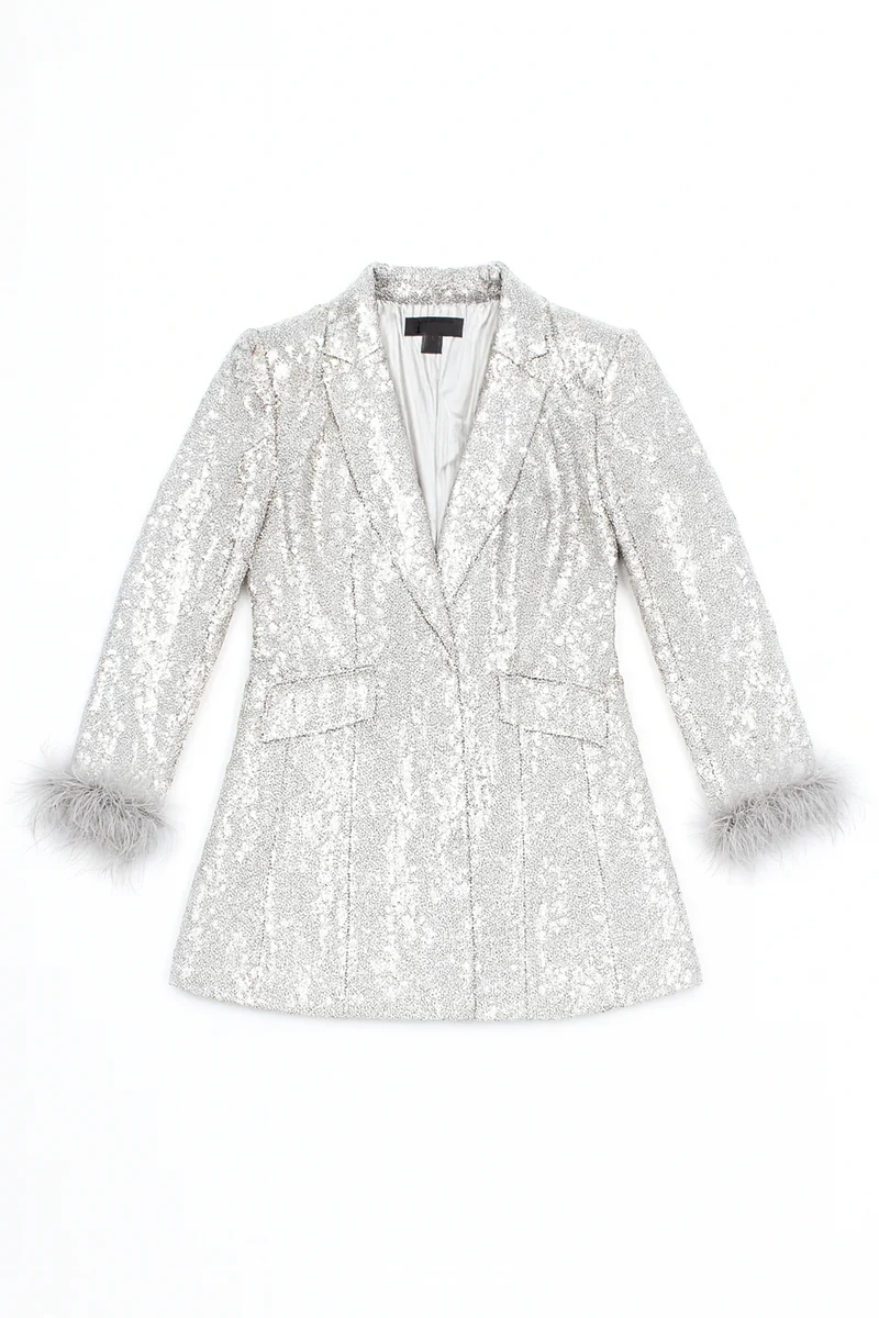 Sequin Feather-Trim Blazer - Image 7