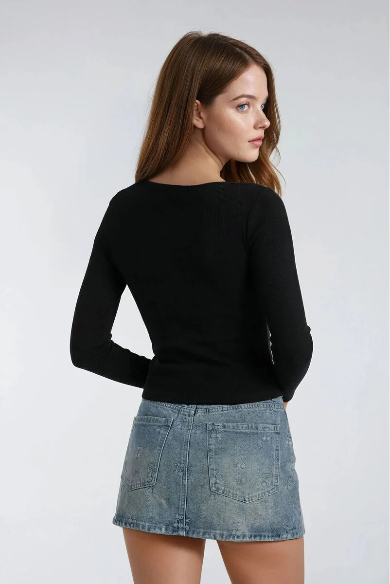 Cherry Embroidered Denim Mini Skirt - Image 2