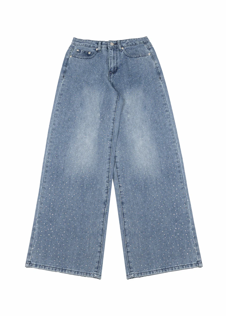 Wide-Leg Rhinestone Jeans - Image 4