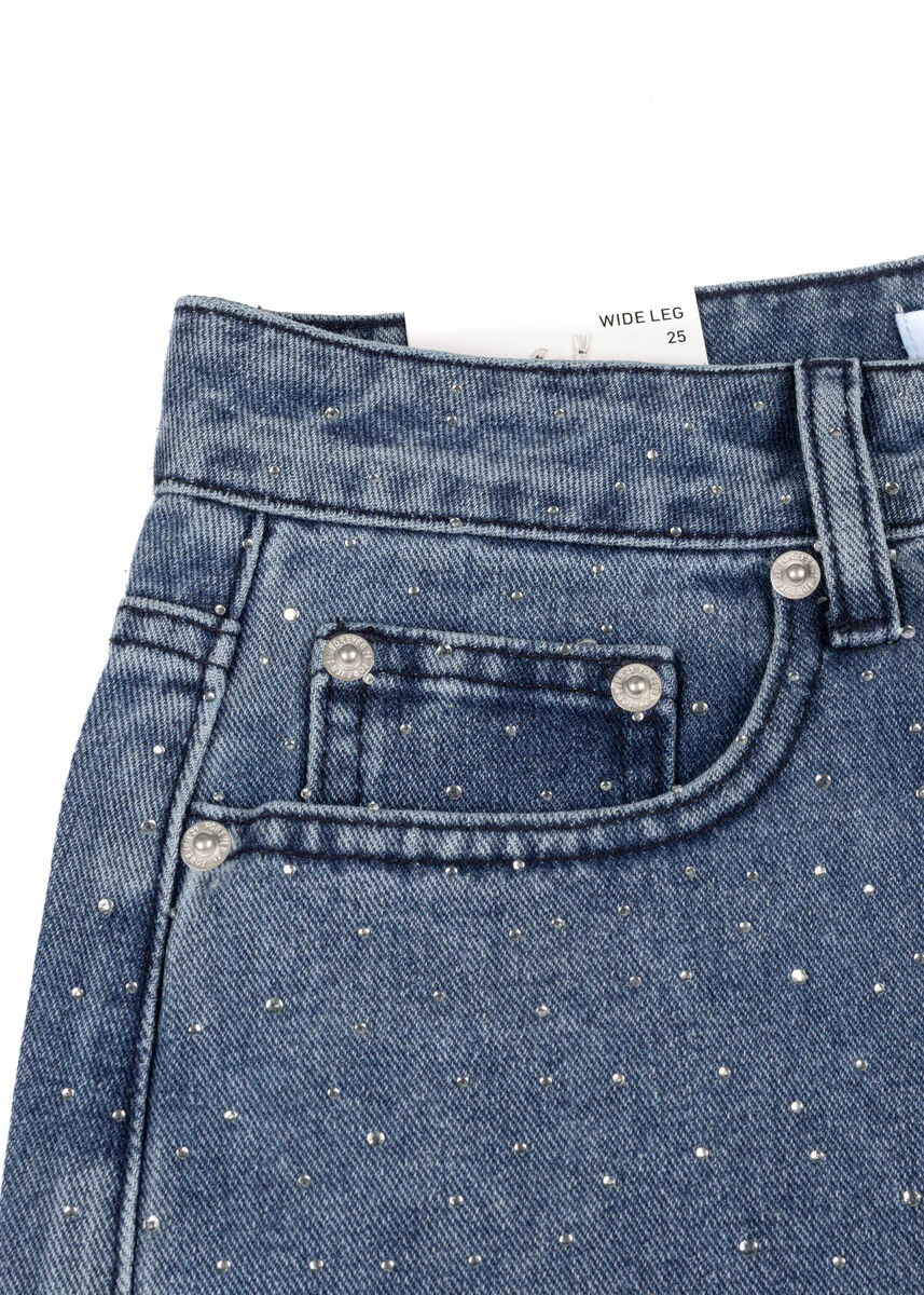 Wide-Leg Rhinestone Jeans - Image 6