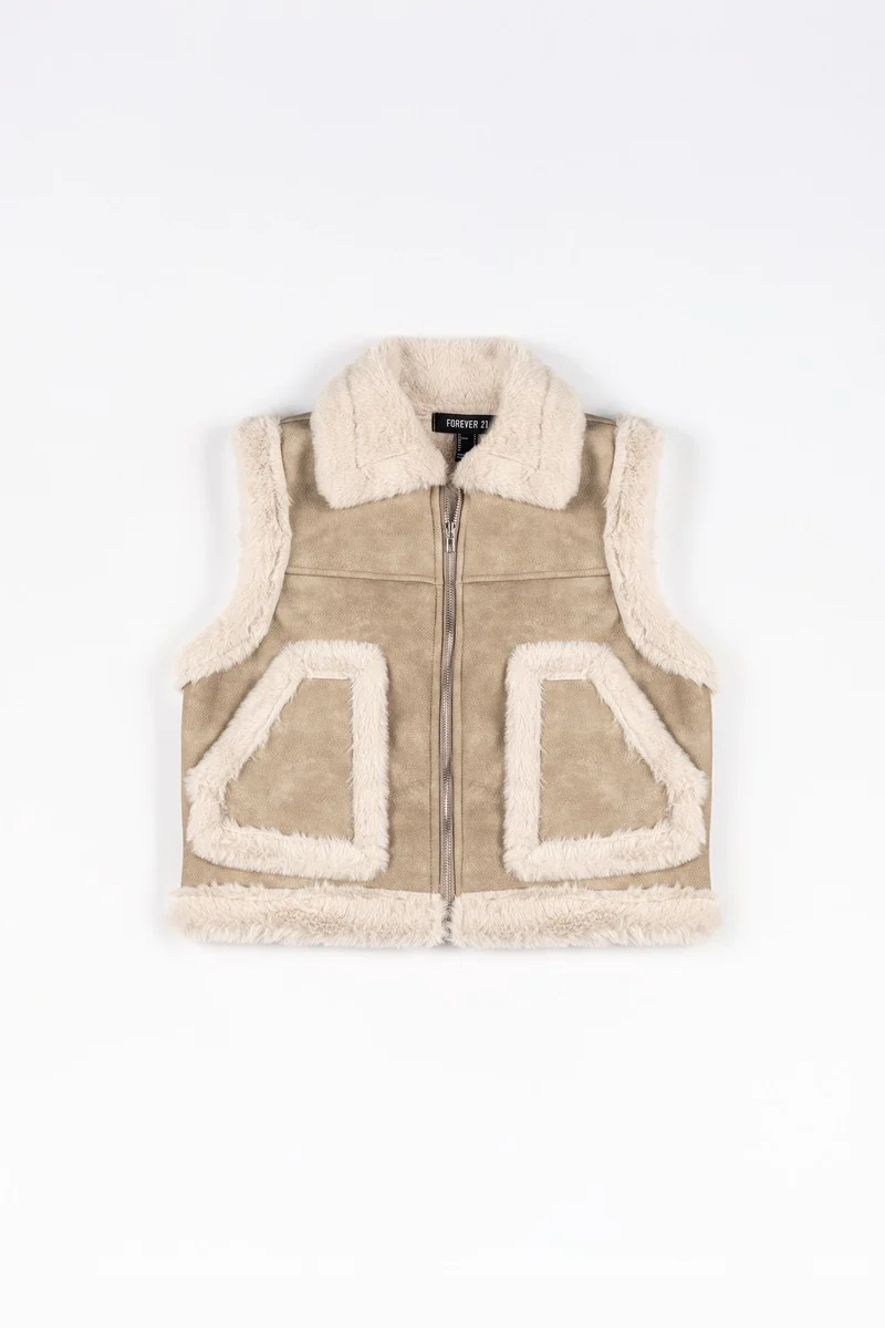 Faux Leather & Shearling Vest - Image 12