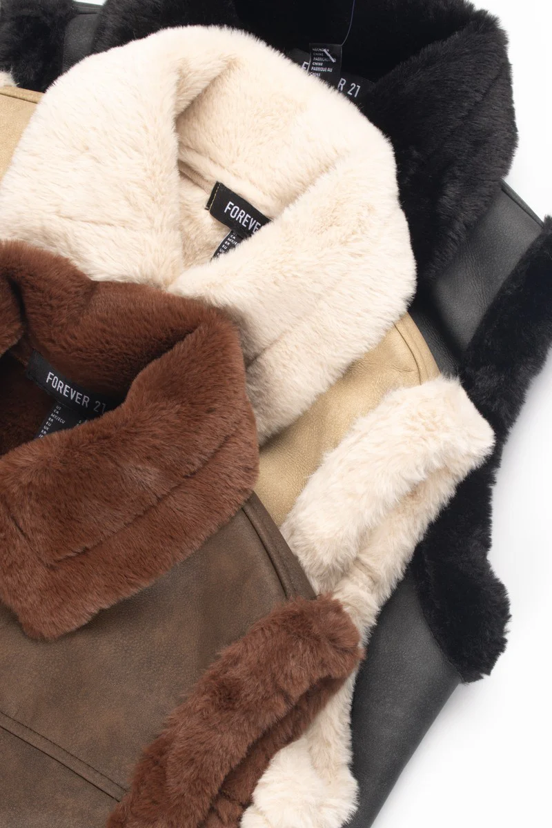 Faux Leather & Shearling Vest - Image 15