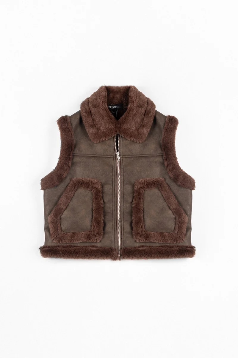 Faux Leather & Shearling Vest - Image 6
