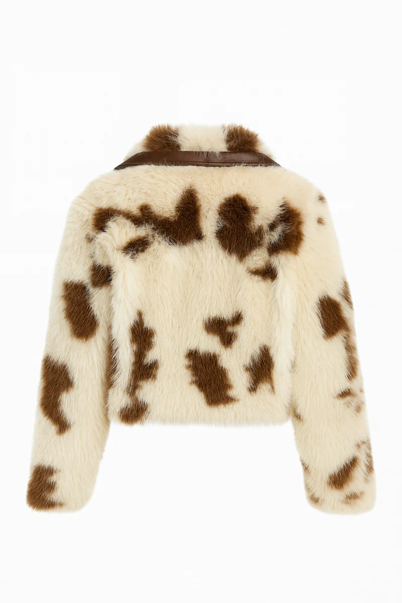 Faux Fur Cow Print Jacket - Image 4