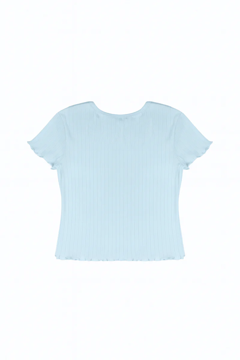 Ribbed Lettuce-Edge Henley Tee - Image 10
