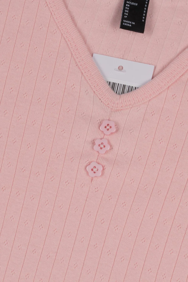 Ribbed Lettuce-Edge Henley Tee - Image 5