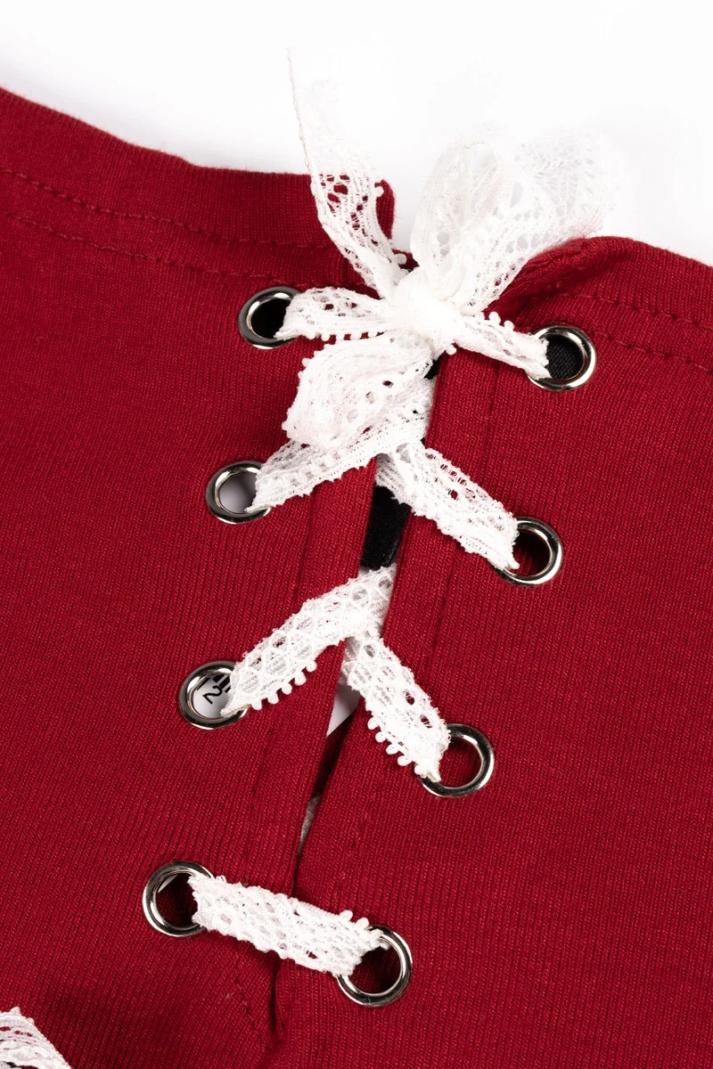 Lace-Up Raglan Cropped Tee - Image 4